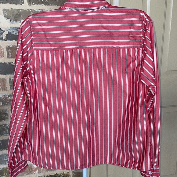Vintage Villager Sport Tailored Button Down Red Oxford Stripe Preppy Retro Sz M - Picture 4 of 9